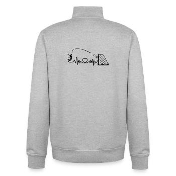 Fußball Header Ziel Herzfrequenz Cardio Vektor - Unisex Organic Zip Sweatshirt von Stanley/Stella - Grau meliert - Hinten - AI Model Male 185 light (185cm)
