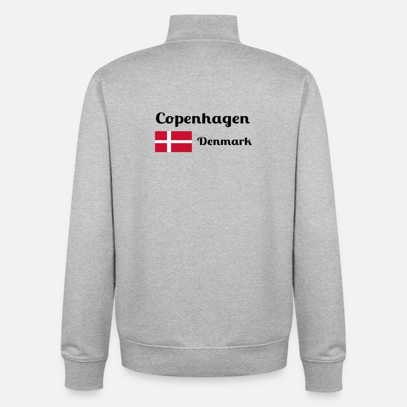 Copenhague, Danemark - Imprimés élégants - Sweat zippé unisexe en coton bio Stanley/Stella - gris chiné