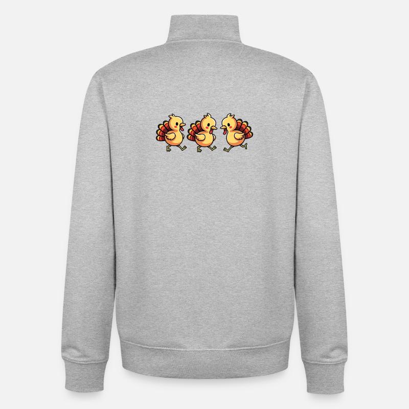 Bébé dinde de Thanksgiving - Sweat zippé unisexe en coton bio Stanley/Stella - gris chiné