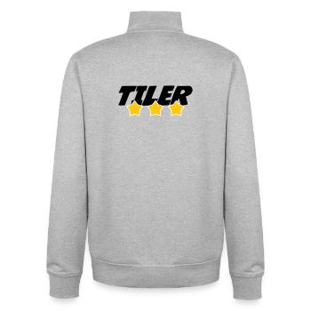 Carreleur – pro carrelage pose précision métier  - Sweat zippé unisexe en coton bio Stanley/Stella - gris chiné - Dos - AI Model Male 185 light (185cm)