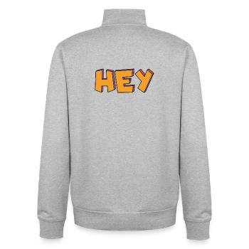 Hey 3D Retro in Orange - Unisex Organic Zip Sweatshirt by Stanley/Stella - heather grey - Back - AI Model Male 185 light (185cm)