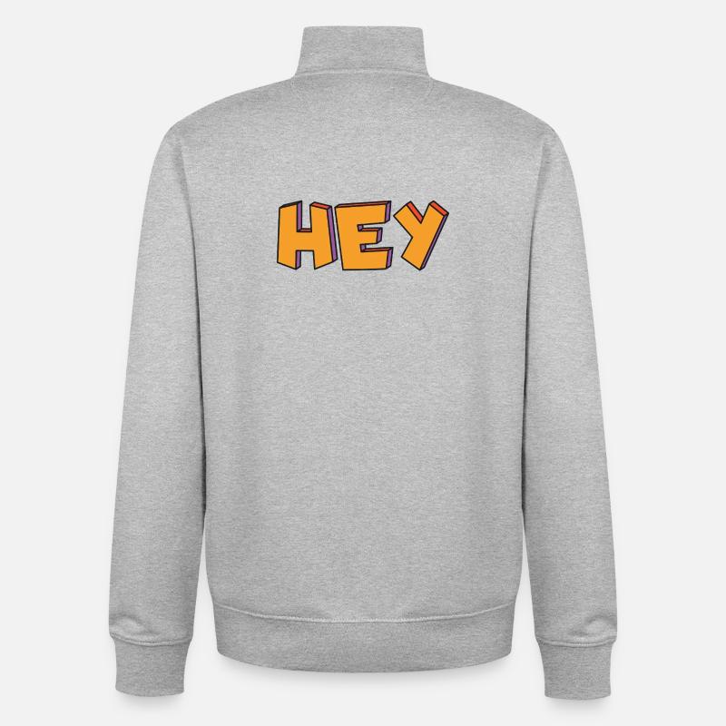 Salut le rétro 3D en orange - Sweat zippé unisexe en coton bio Stanley/Stella - gris chiné