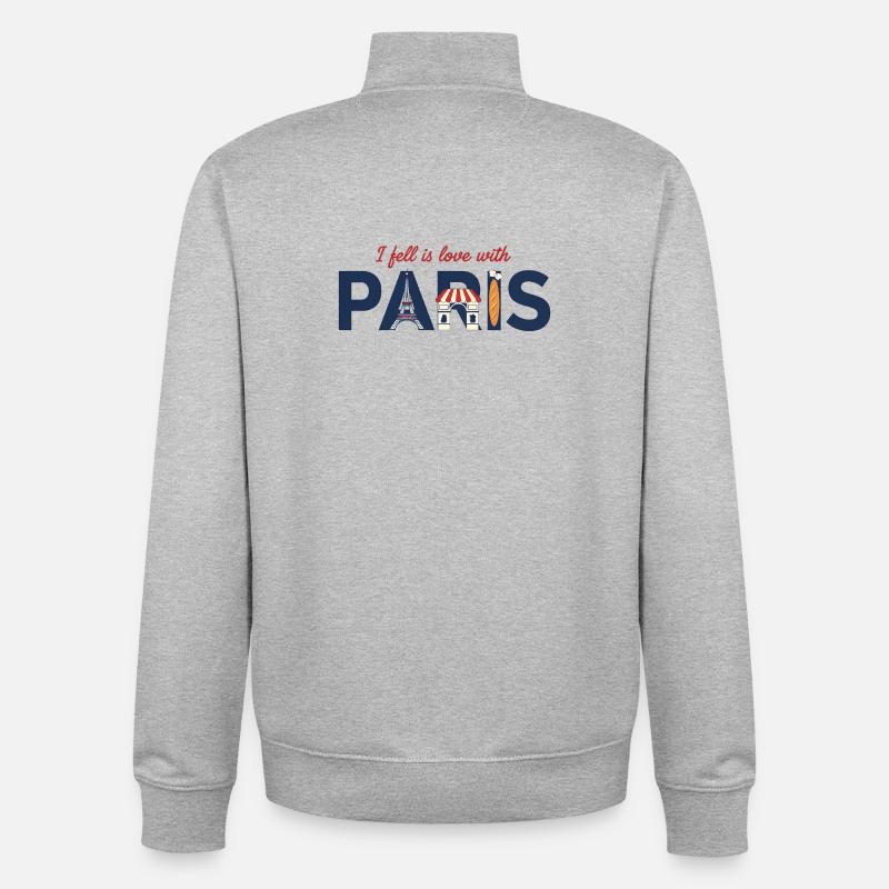 Paris Liebe – Eiffelturm & Baguette Design - Unisex Organic Zip Sweatshirt von Stanley/Stella - Grau meliert