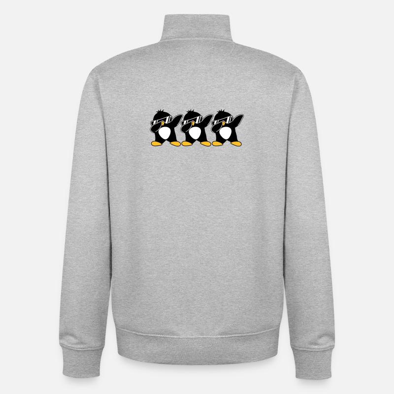 Dab Team Penguin - Unisex Organic Zip Sweatshirt by Stanley/Stella - heather grey