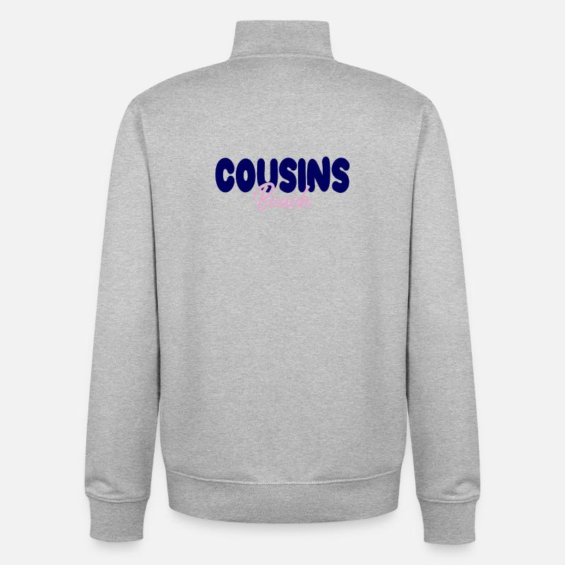Plage Cousins – Audacieuse et douce - Sweat zippé unisexe en coton bio Stanley/Stella - gris chiné