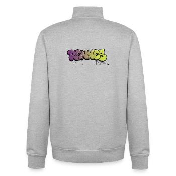 Rennes graffiti lettering with color gradient - Unisex Organic Zip Sweatshirt by Stanley/Stella - heather grey - Back - AI Model Male 185 light (185cm)
