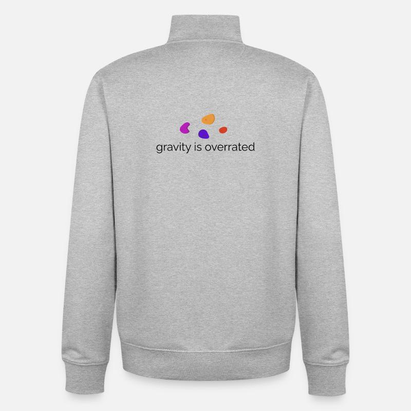 Gravity is overrated - Bouldering Design - Unisex Organic Zip Sweatshirt by Stanley/Stella - heather grey