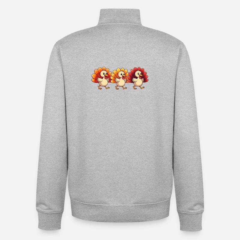 Bébé dinde de Thanksgiving - Sweat zippé unisexe en coton bio Stanley/Stella - gris chiné