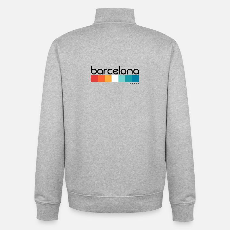 Barcelone - Espagne - Espagne - Espagne - Sweat zippé unisexe en coton bio Stanley/Stella - gris chiné