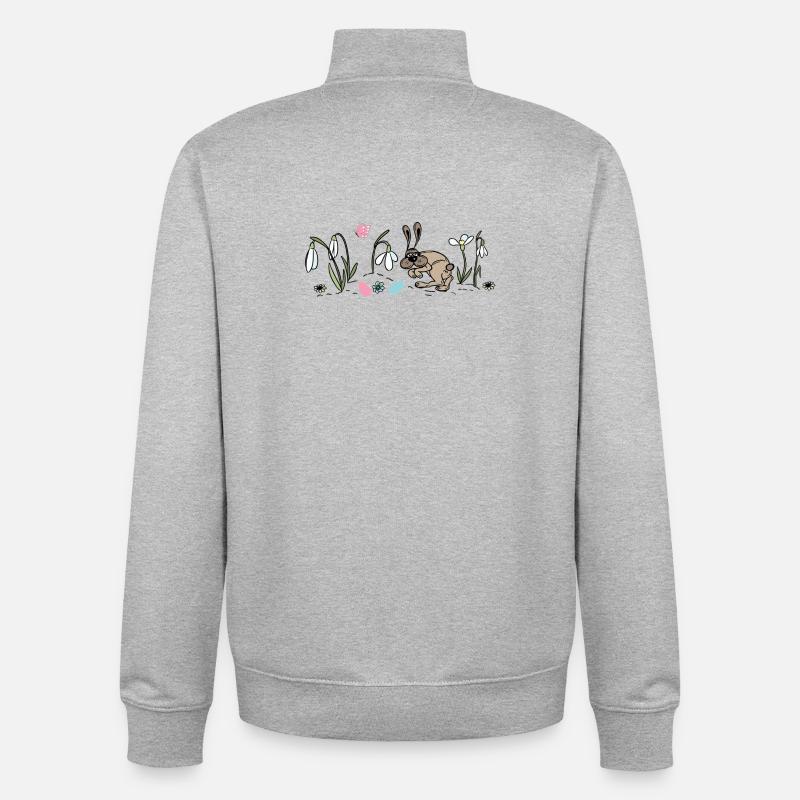 Le lapin de Pâques au printemps - Sweat zippé unisexe en coton bio Stanley/Stella - gris chiné