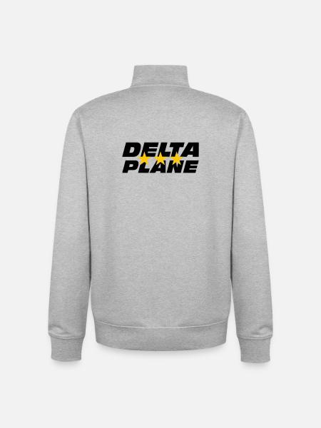 Logo Delta Plane Étoiles d'Excellence - Sweat zippé unisexe en coton bio Stanley/Stella - gris chiné
