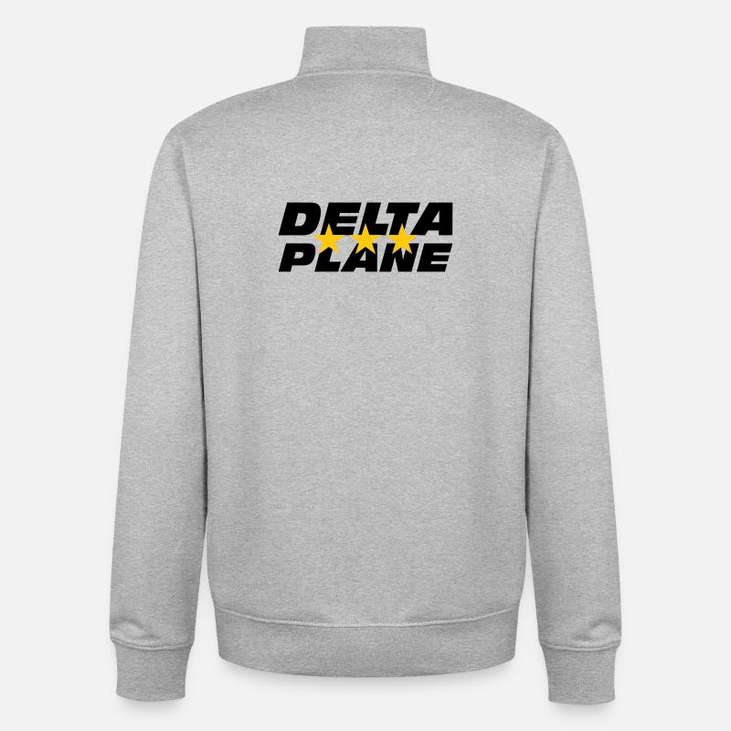 Logo Delta Plane Étoiles d'Excellence - Sweat zippé unisexe en coton bio Stanley/Stella - gris chiné