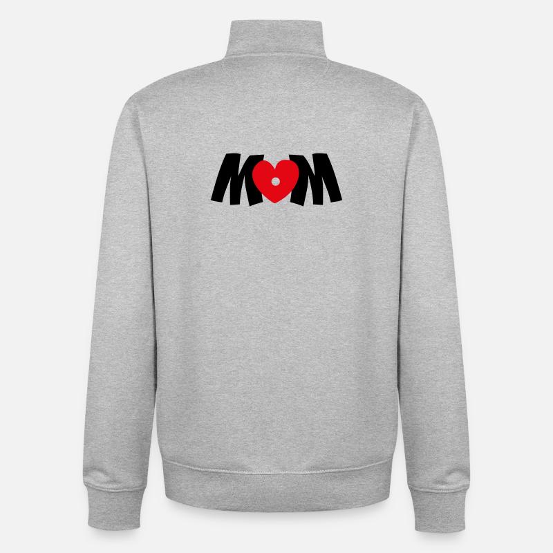 Maman Cœur - Sweat zippé unisexe en coton bio Stanley/Stella - gris chiné