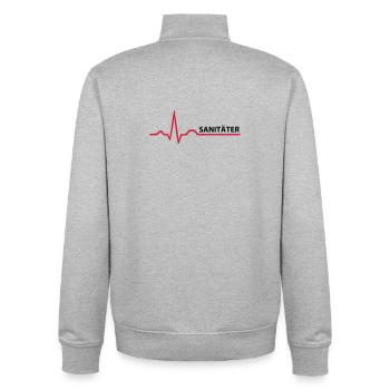 Sanitäter Schrifzug - Unisex Organic Zip Sweatshirt von Stanley/Stella - Grau meliert - Hinten - AI Model Male 185 light (185cm)