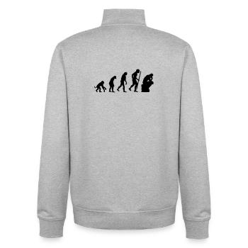 Evolution of the thinker philosophy, philosopher - Unisex Organic Zip Sweatshirt by Stanley/Stella - heather grey - Back - AI Model Male 185 light (185cm)