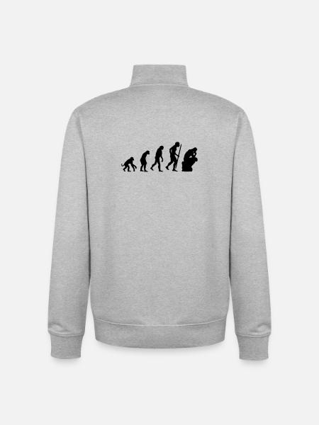 Evolution of the thinker philosophy, philosopher - Unisex Organic Zip Sweatshirt by Stanley/Stella - heather grey