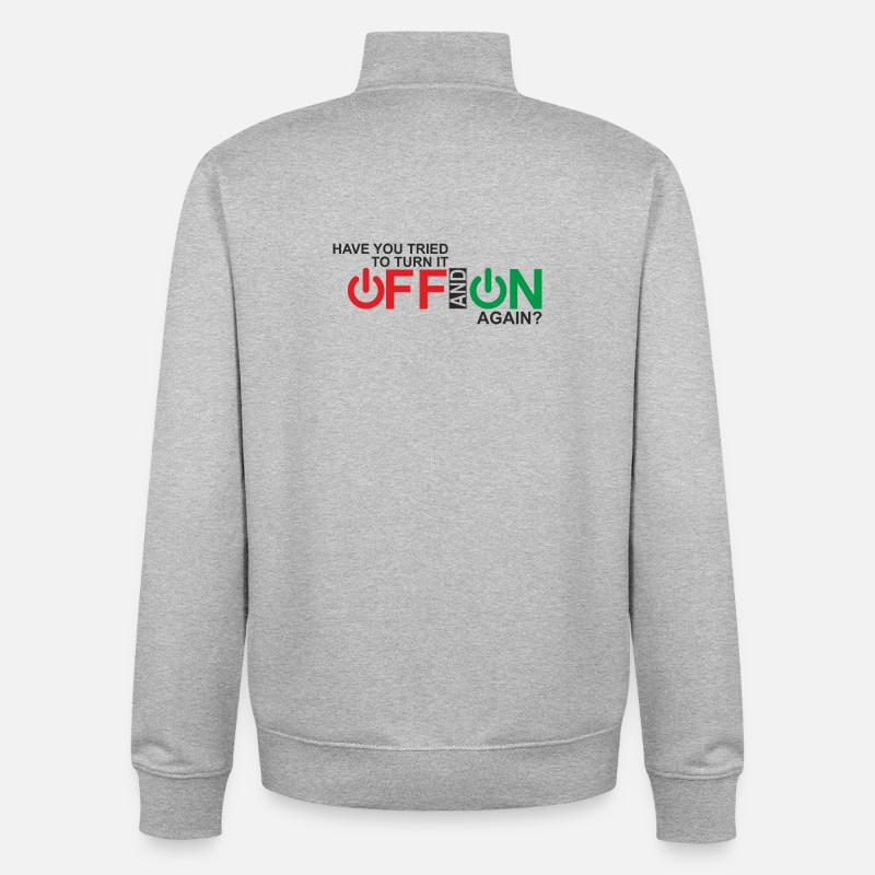 Lebendiges Design der Ein-/Aus-Taste - Unisex Organic Zip Sweatshirt von Stanley/Stella - Grau meliert