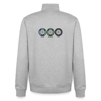 Pneus Formule voiture course - Sweat zippé unisexe en coton bio Stanley/Stella - gris chiné - Dos - AI Model Male 185 light (185cm)