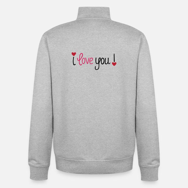 Saint-Valentin Je t’aime Cœurs - Sweat zippé unisexe en coton bio Stanley/Stella - gris chiné