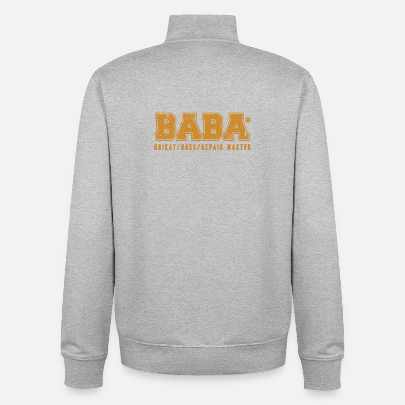 Türk Baba -Super & Unique & Maître Réparateur - Sweat zippé unisexe en coton bio Stanley/Stella - gris chiné