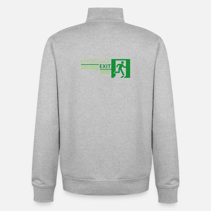Emergency EXIT Green Flag - Unisex Organic Zip Sweatshirt by Stanley/Stella - heather grey