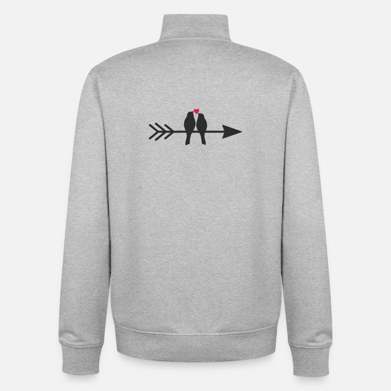 Vögel auf Pfeil mit Herz - Unisex Organic Zip Sweatshirt von Stanley/Stella - Grau meliert