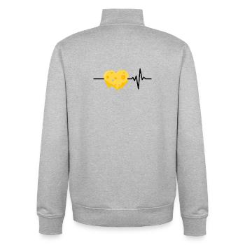 Le fromage, c’est ma vie, mon cœur, mon amoureux du fromage - Sweat zippé unisexe en coton bio Stanley/Stella - gris chiné - Dos - AI Model Male 185 light (185cm)