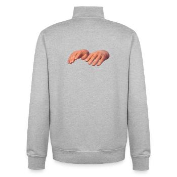 Des mains dans de doux tons terreux - Sweat zippé unisexe en coton bio Stanley/Stella - gris chiné - Dos - AI Model Male 185 light (185cm)