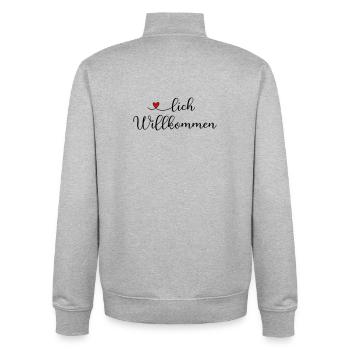Herzlich Willkommen - Unisex Organic Zip Sweatshirt von Stanley/Stella - Grau meliert - Hinten - AI Model Male 185 light (185cm)