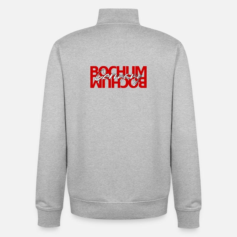 Bochum Germany Script Overlay - Unisex Organic Zip Sweatshirt by Stanley/Stella - heather grey