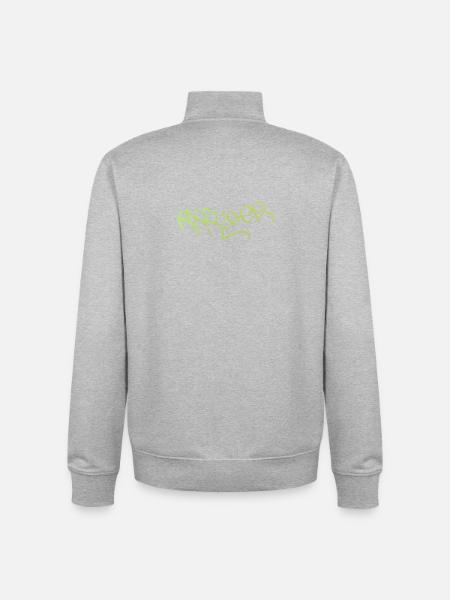 Neon Graffiti Green Lettering Karlder - Unisex Organic Zip Sweatshirt by Stanley/Stella - heather grey