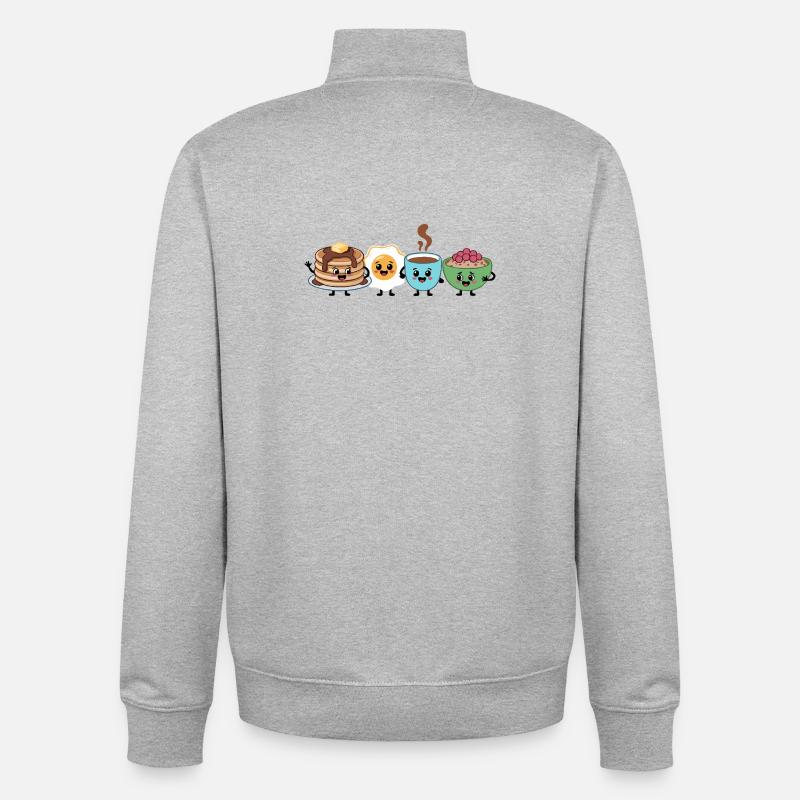Cute Food & Beverage Breakfast Pattern - Unisex Organic Zip Sweatshirt by Stanley/Stella - heather grey