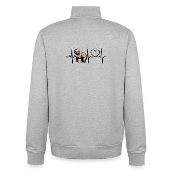 Imprimé paresseux décontracté pour les amoureux des animaux - Sweat zippé unisexe en coton bio Stanley/Stella - gris chiné - Dos - AI Model Male 185 light (185cm)