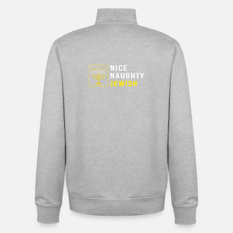 Hanoukka Hanoukka Hanoukka - Sweat zippé unisexe en coton bio Stanley/Stella - gris chiné