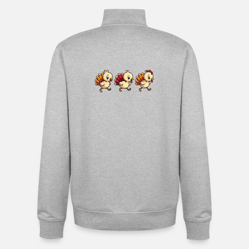 Bébé dinde de Thanksgiving - Sweat zippé unisexe en coton bio Stanley/Stella - gris chiné