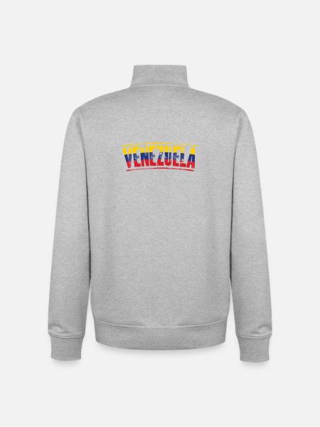 Venezuela Flag Wordmark - Unisex Organic Zip Sweatshirt by Stanley/Stella - heather grey