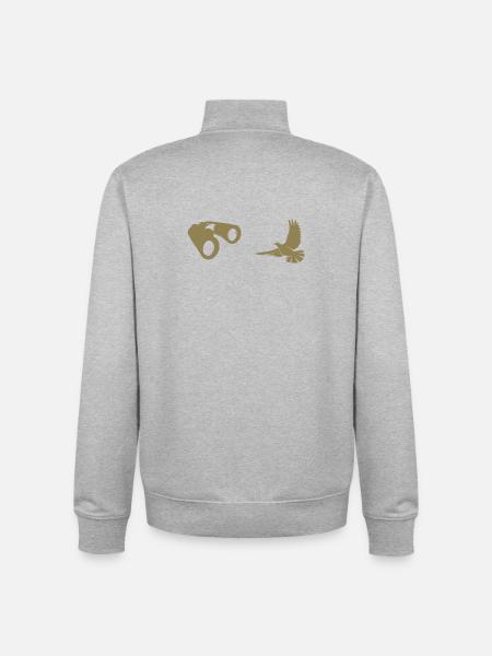 Minimalist Bird Watching Silhouette - Unisex Organic Zip Sweatshirt by Stanley/Stella - heather grey