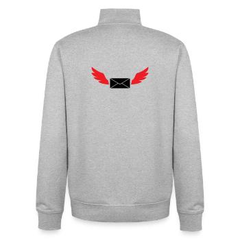 Express Mail Envelop Gevleugelde Post - Unisex sweater met rits van biologisch katoen Stanley/Stella - grijs gemêleerd - Achter - AI Model Male 185 light (185cm)
