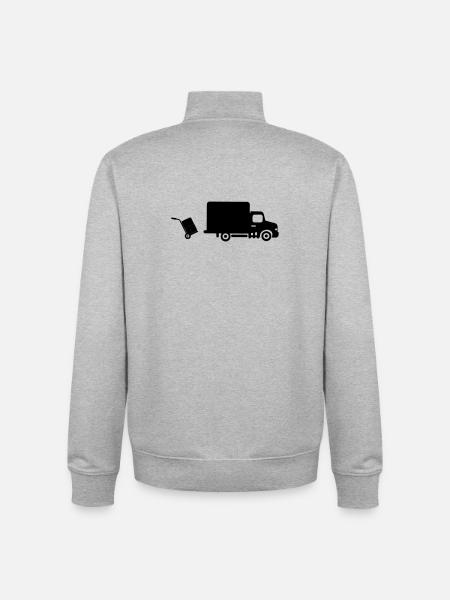 Moving van with handcart - Unisex Organic Zip Sweatshirt by Stanley/Stella - heather grey