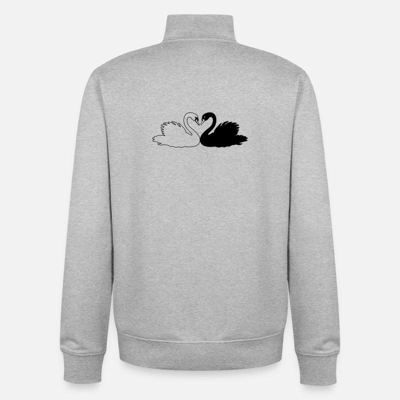 Schwarz-weiße Schwanenschattenfigur - Unisex Organic Zip Sweatshirt von Stanley/Stella - Grau meliert