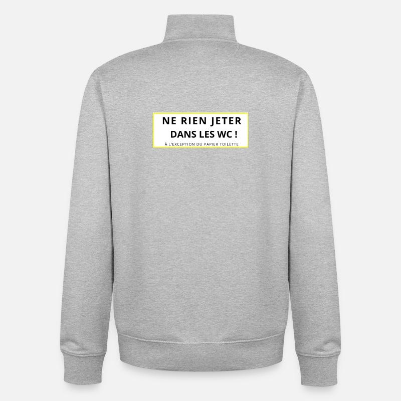Panneau WC Propreté - Sweat zippé unisexe en coton bio Stanley/Stella - gris chiné