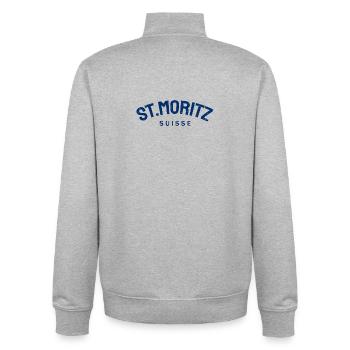 St. Moritz - Suisse - Schweiz - Swiss - Unisex Organic Zip Sweatshirt von Stanley/Stella - Grau meliert - Hinten - AI Model Male 185 light (185cm)