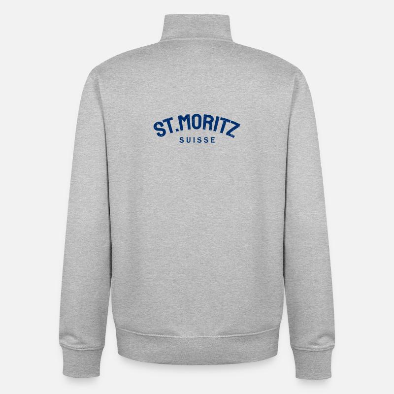 St. Moritz - Suisse - Schweiz - Swiss - Unisex Organic Zip Sweatshirt von Stanley/Stella - Grau meliert