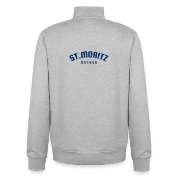 St. Moritz - Suisse - Schweiz - Swiss - Unisex Organic Zip Sweatshirt von Stanley/Stella - Grau meliert - Hinten - AI Model Male 185 light (185cm)