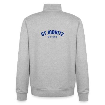 St. Moritz - Suisse - Schweiz - Swiss - Unisex Organic Zip Sweatshirt von Stanley/Stella - Grau meliert - Hinten - AI Model Male 185 light (185cm)