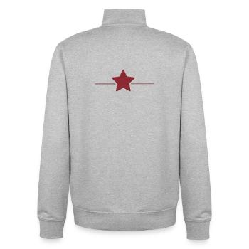 Étoile rouge avec ligne de bord - Sweat zippé unisexe en coton bio Stanley/Stella - gris chiné - Dos - AI Model Male 185 light (185cm)