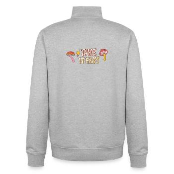 Take It Easy – Retro Mushroom 70s Design - Unisex Organic Zip Sweatshirt by Stanley/Stella - heather grey - Back - AI Model Male 185 light (185cm)
