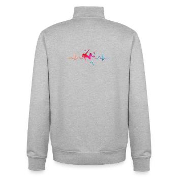 Boulderer Herzschlag Boulder Bouldern - Unisex Organic Zip Sweatshirt von Stanley/Stella - Grau meliert - Hinten - AI Model Male 185 light (185cm)