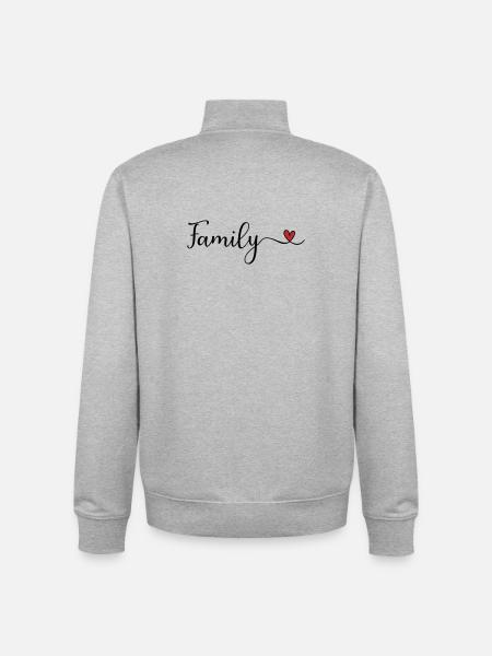 Family Heart - Unisex Organic Zip Sweatshirt by Stanley/Stella - heather grey