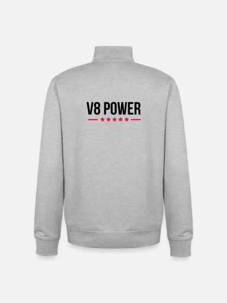 V8 Power - Sweat zippé unisexe en coton bio Stanley/Stella - gris chiné